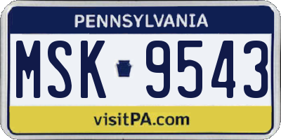 PA license plate MSK9543
