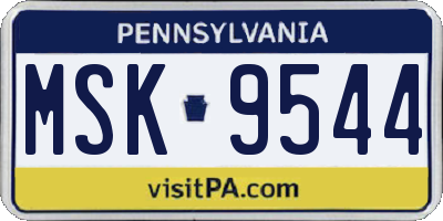 PA license plate MSK9544