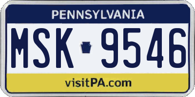 PA license plate MSK9546