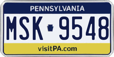 PA license plate MSK9548