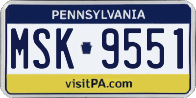 PA license plate MSK9551