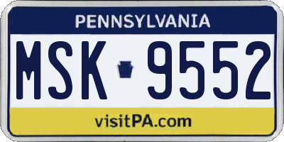 PA license plate MSK9552