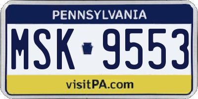 PA license plate MSK9553