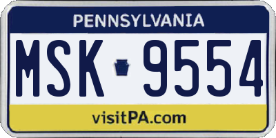 PA license plate MSK9554