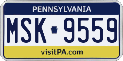 PA license plate MSK9559