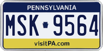 PA license plate MSK9564