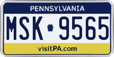 PA license plate MSK9565
