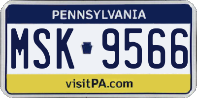 PA license plate MSK9566
