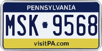PA license plate MSK9568
