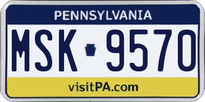 PA license plate MSK9570