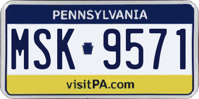 PA license plate MSK9571