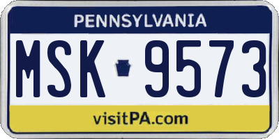 PA license plate MSK9573