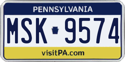 PA license plate MSK9574