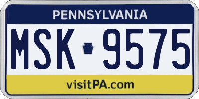 PA license plate MSK9575