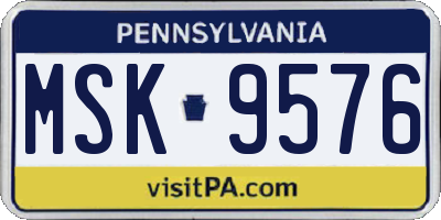 PA license plate MSK9576
