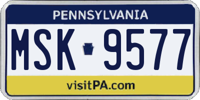 PA license plate MSK9577