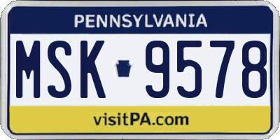 PA license plate MSK9578