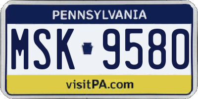 PA license plate MSK9580