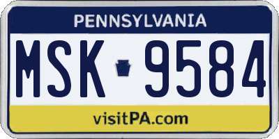 PA license plate MSK9584