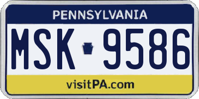 PA license plate MSK9586