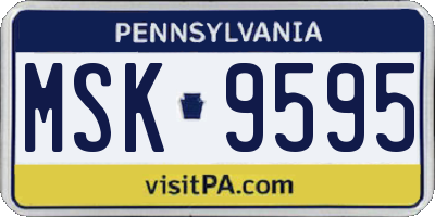 PA license plate MSK9595