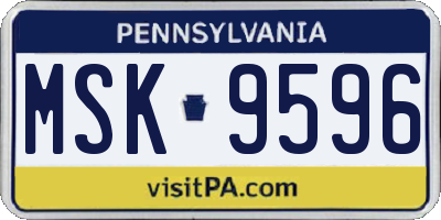 PA license plate MSK9596