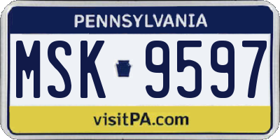 PA license plate MSK9597