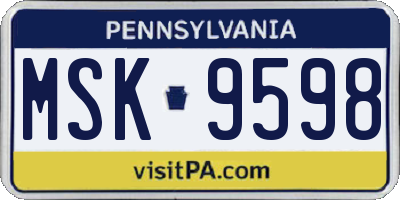PA license plate MSK9598