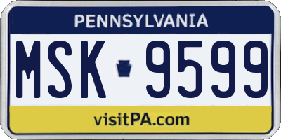 PA license plate MSK9599