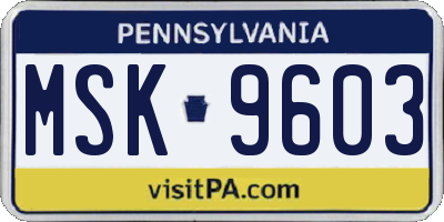 PA license plate MSK9603