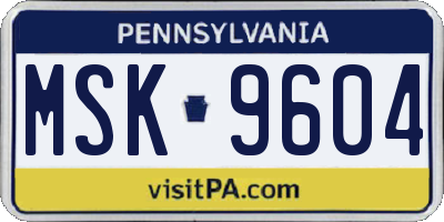 PA license plate MSK9604