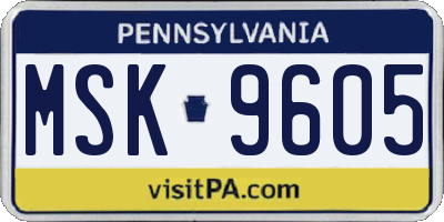 PA license plate MSK9605