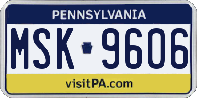 PA license plate MSK9606