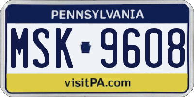 PA license plate MSK9608