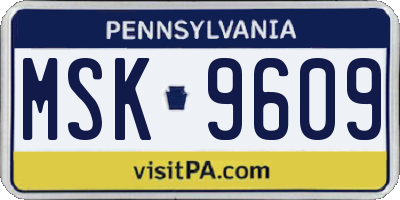 PA license plate MSK9609