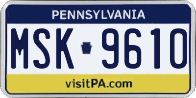 PA license plate MSK9610