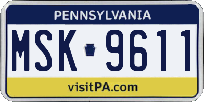 PA license plate MSK9611