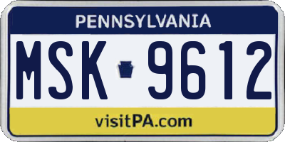 PA license plate MSK9612
