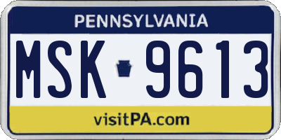PA license plate MSK9613