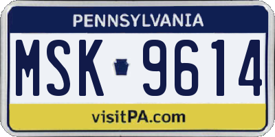 PA license plate MSK9614