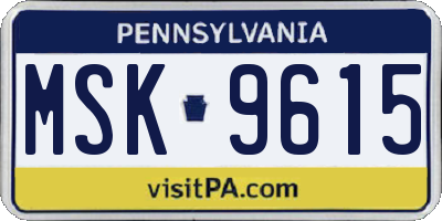 PA license plate MSK9615