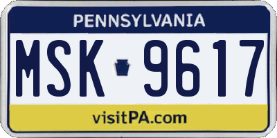 PA license plate MSK9617