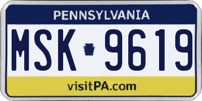 PA license plate MSK9619