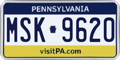 PA license plate MSK9620