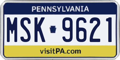 PA license plate MSK9621