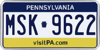 PA license plate MSK9622