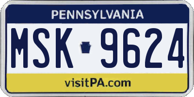 PA license plate MSK9624