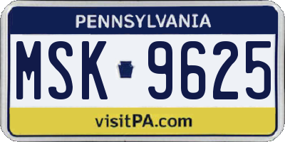 PA license plate MSK9625