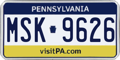 PA license plate MSK9626