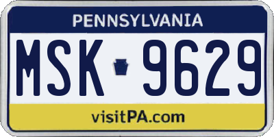 PA license plate MSK9629